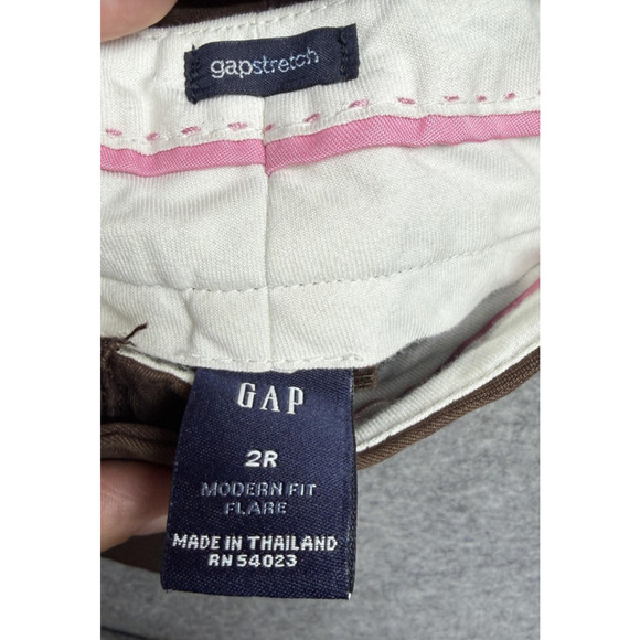 Vintage Gapstretch Pants Womens 2R Brown Modern Fit Flare Stretch Trousers Y2K - Picture 11 of 16